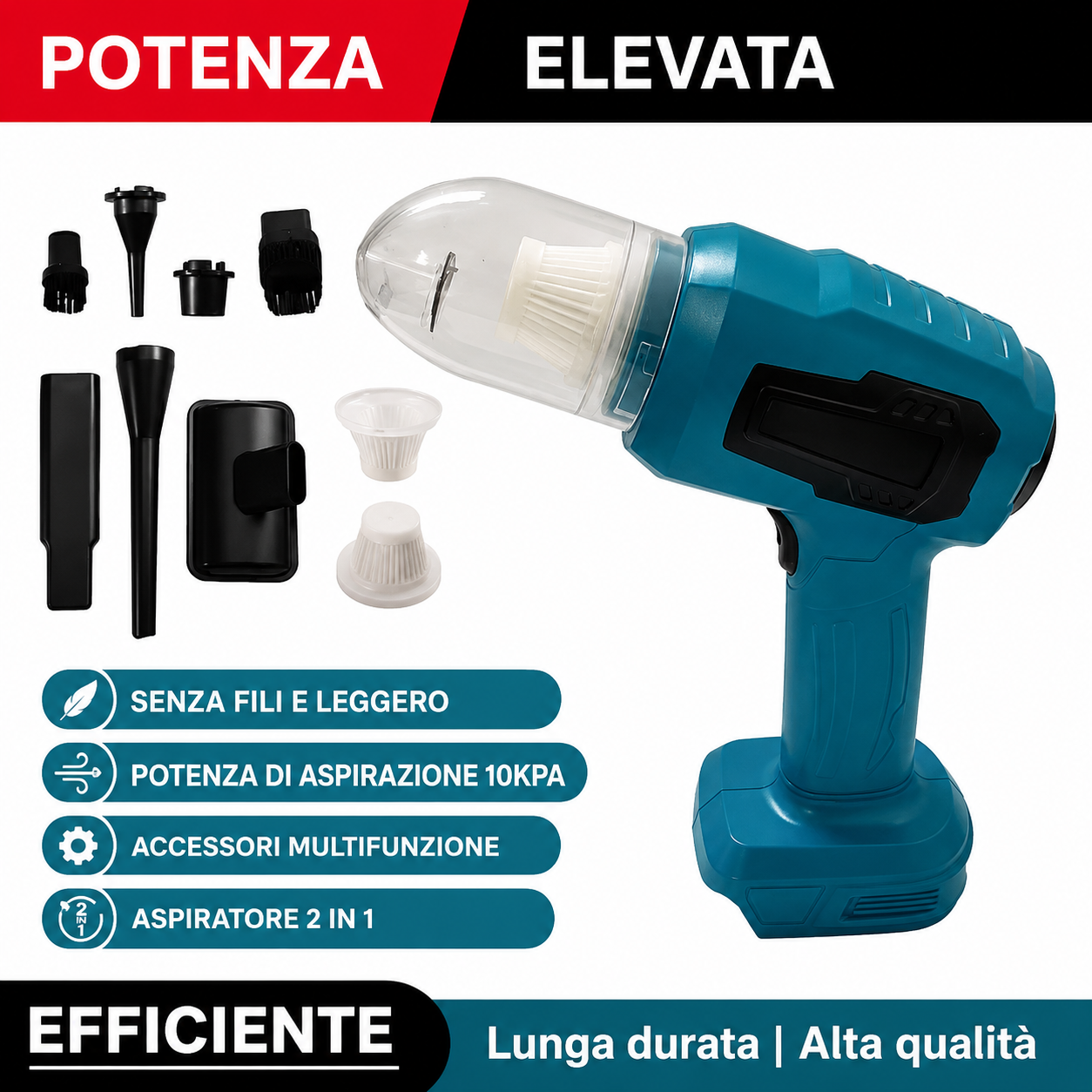 Aspirapolvere e soffiatore Portatile per Auto 48V