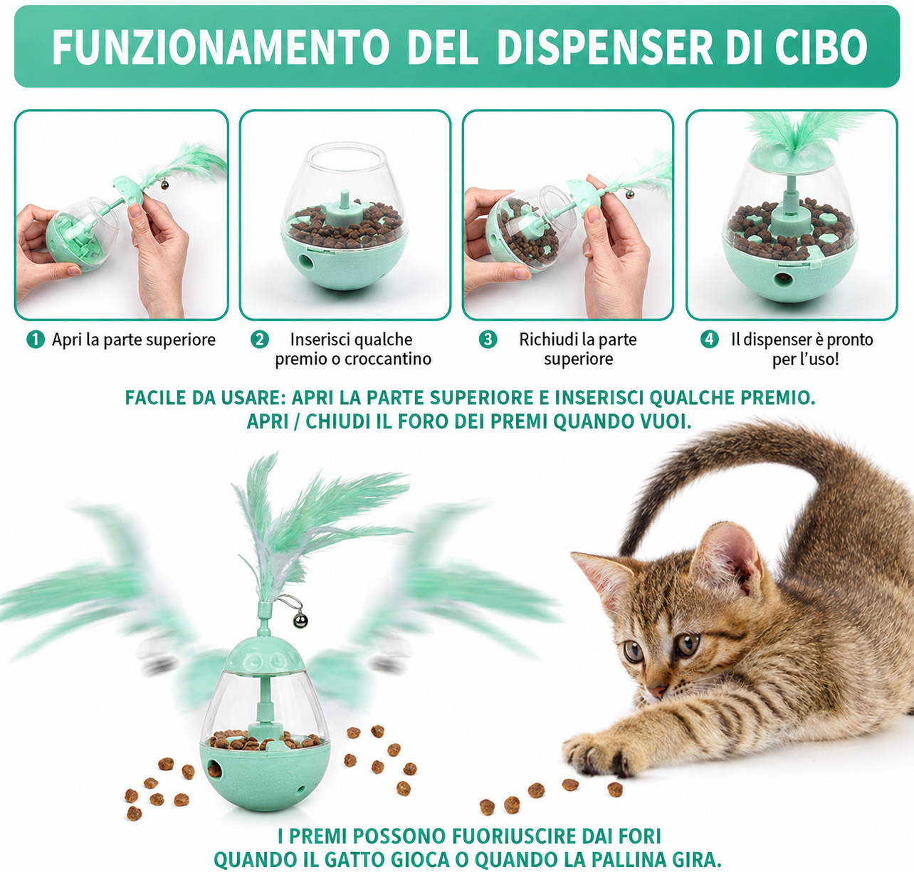 Gioco gatti wicked ball con dispenser